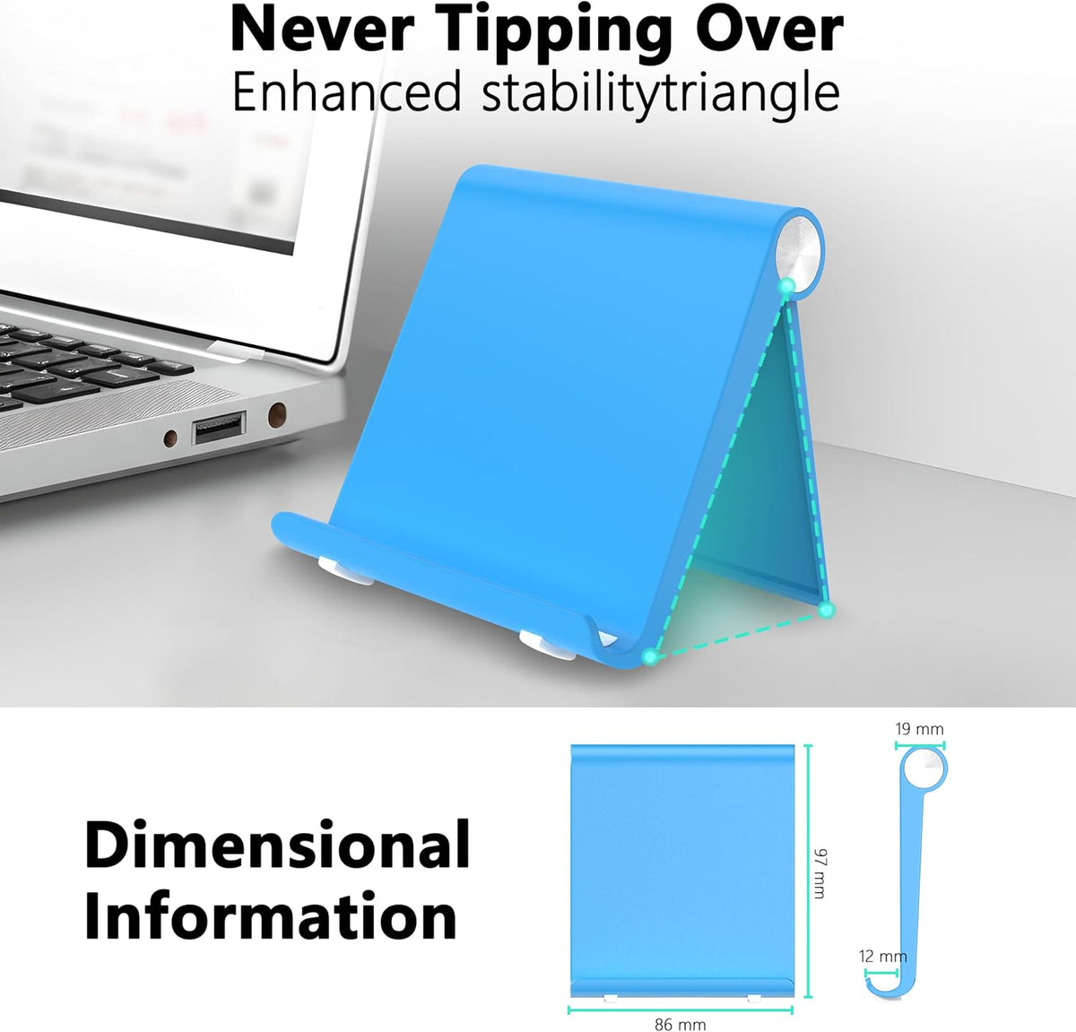 Cell Phone Foldable Stand for Desk, Portable Cell Phone Holder, Adjustable Tablet Dock, Office Desk Accessories for iPhone 17 16 15 14 13 Pro Max Air, Galaxy S25, S24, Black