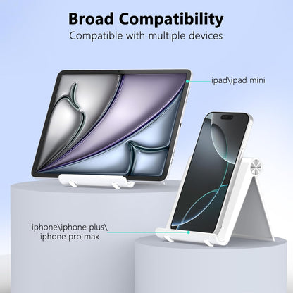 Cell Phone Foldable Stand for Desk, Portable Cell Phone Holder, Adjustable Tablet Dock, Office Desk Accessories for iPhone 17 16 15 14 13 Pro Max Air, Galaxy S25, S24, Black
