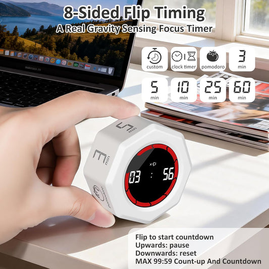 Rechargeable Pomodoro Timer, Magnetic Kitchen Timer for Cooking