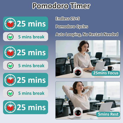 Rechargeable Pomodoro Timer, Magnetic Kitchen Timer for Cooking