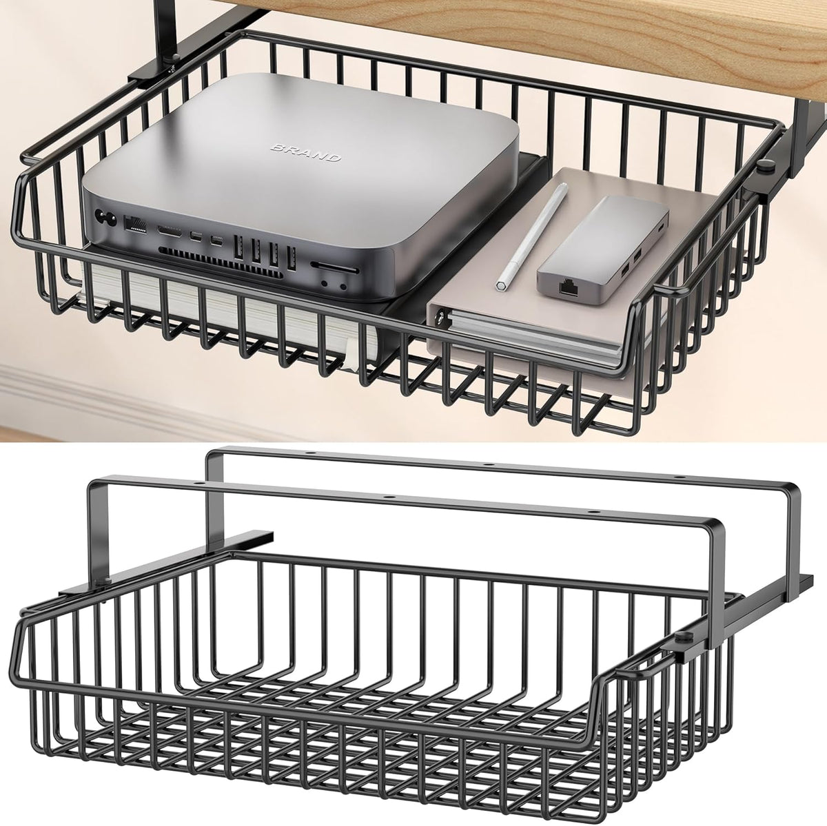 Under Desk Storage Drawer Slide Out No Drill Metal Cabinet