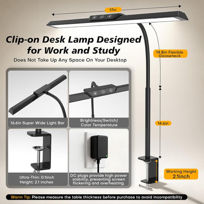 LED Desk Lamp with Clamp for Office Home