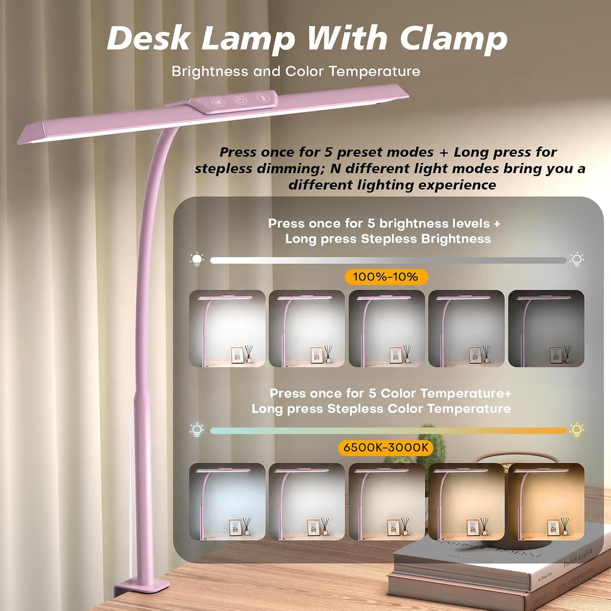 LED Desk Lamp with Clamp for Office Home