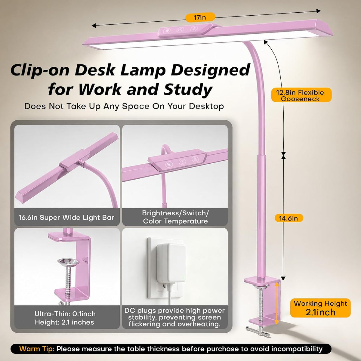 LED Desk Lamp with Clamp for Office Home