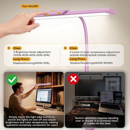LED Desk Lamp with Clamp for Office Home