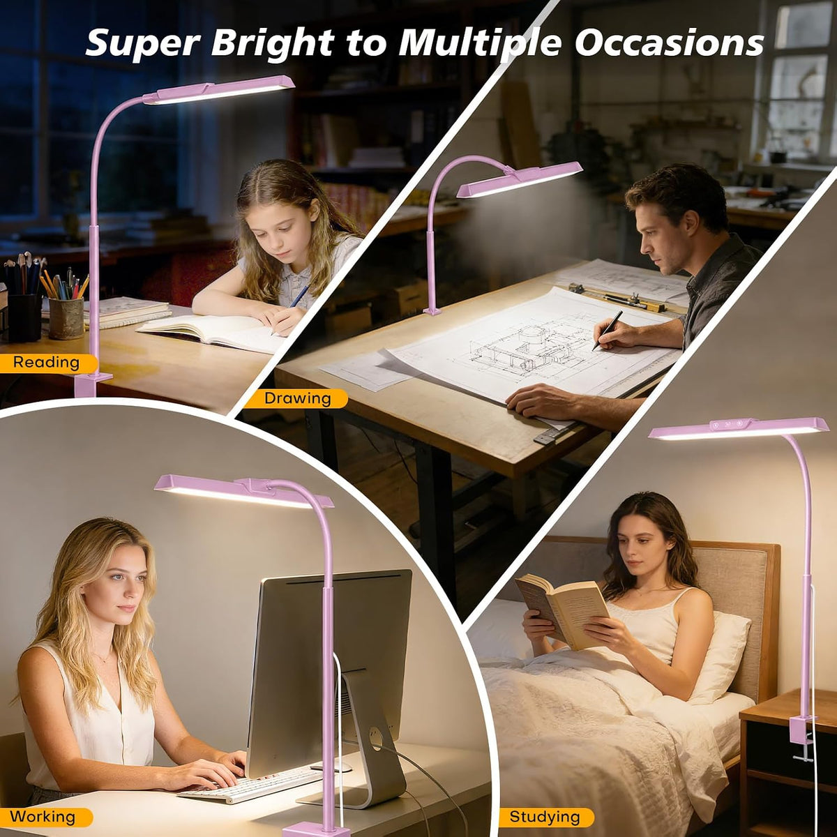 LED Desk Lamp with Clamp for Office Home
