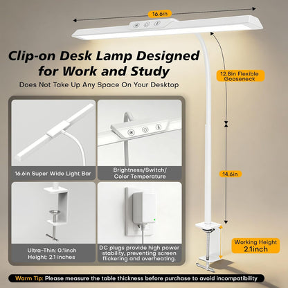 LED Desk Lamp with Clamp for Office Home