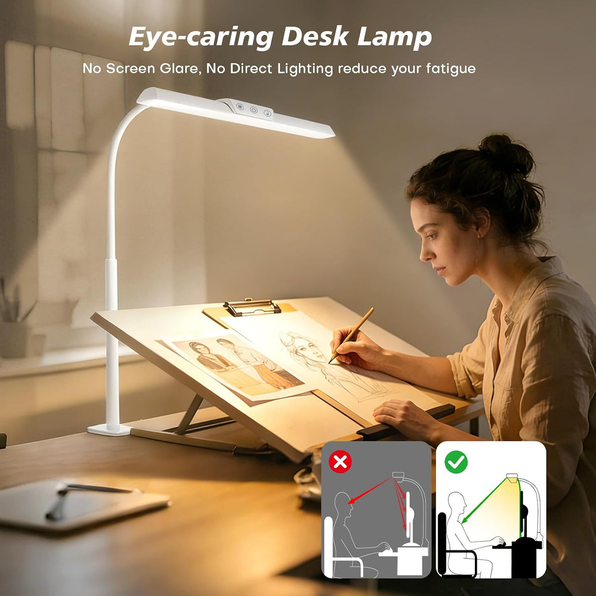 LED Desk Lamp with Clamp for Office Home