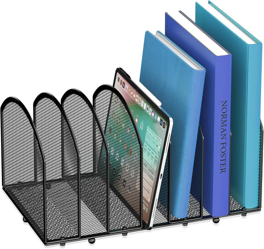 7-Section Desk File Organizer, Mesh Desktop File Sorter for Office