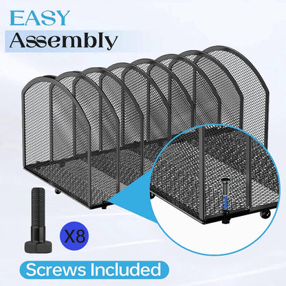7-Section Desk File Organizer, Mesh Desktop File Sorter for Office