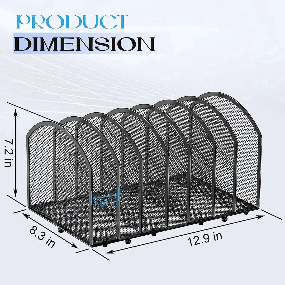 7-Section Desk File Organizer, Mesh Desktop File Sorter for Office
