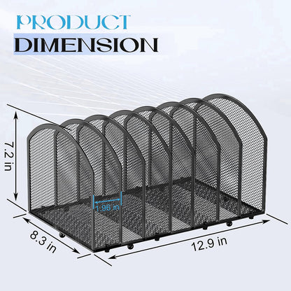 7-Section Desk File Organizer, Mesh Desktop File Sorter for Office