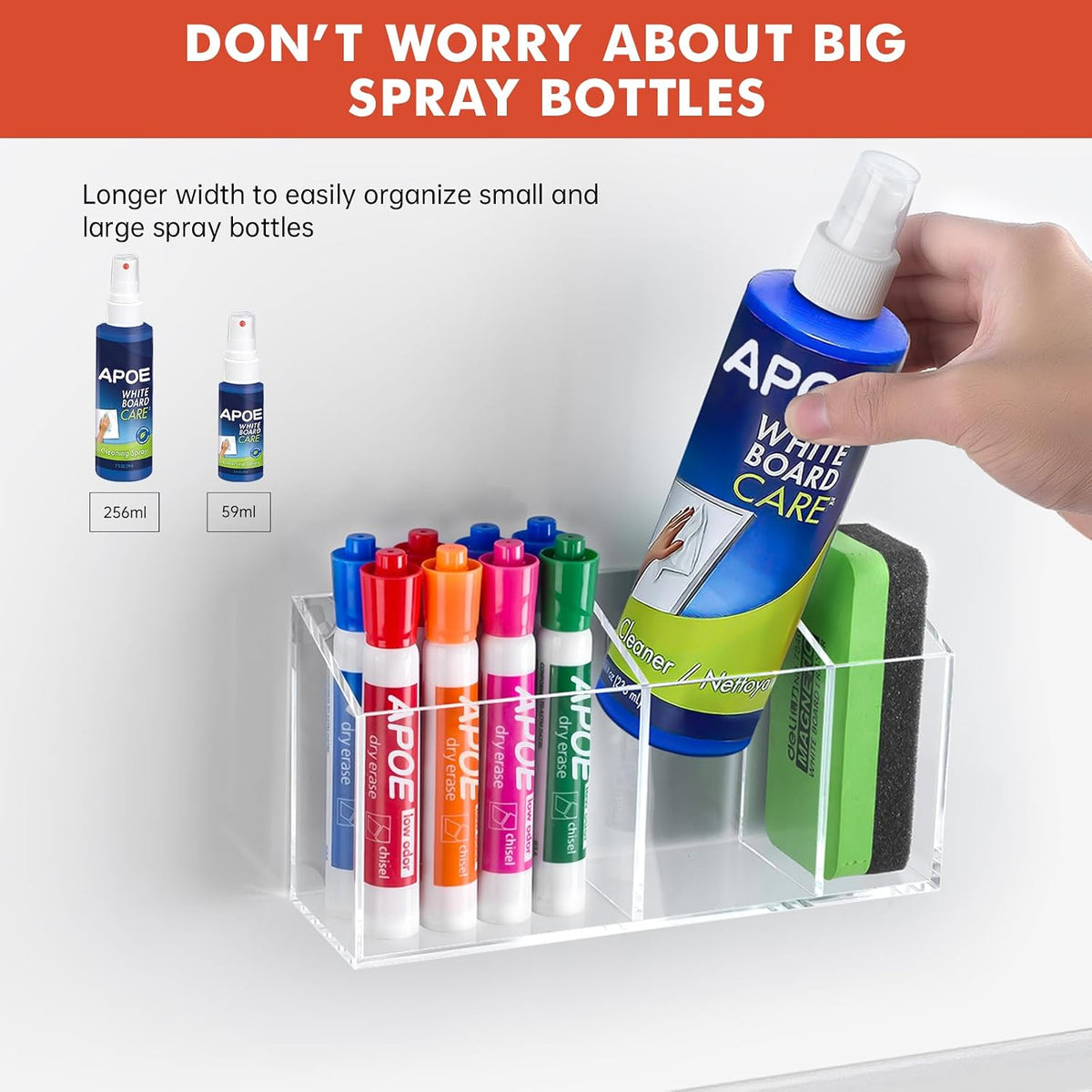 Magnetic Dry Erase Marker Holder for Whiteboard, Fridge, Classroom