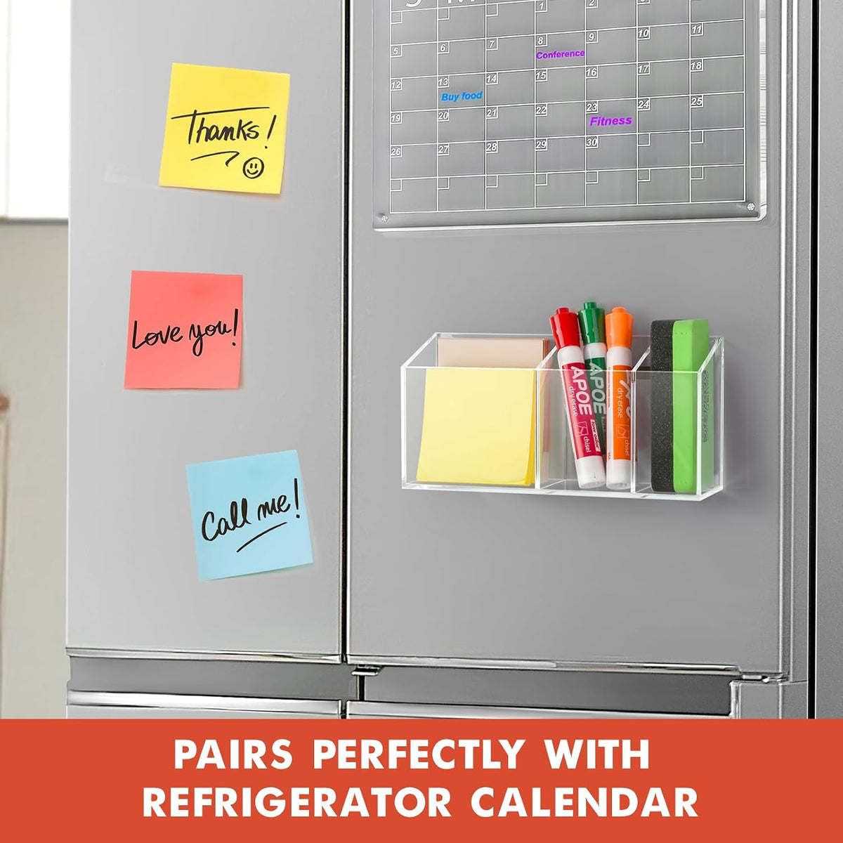 Magnetic Dry Erase Marker Holder for Whiteboard, Fridge, Classroom