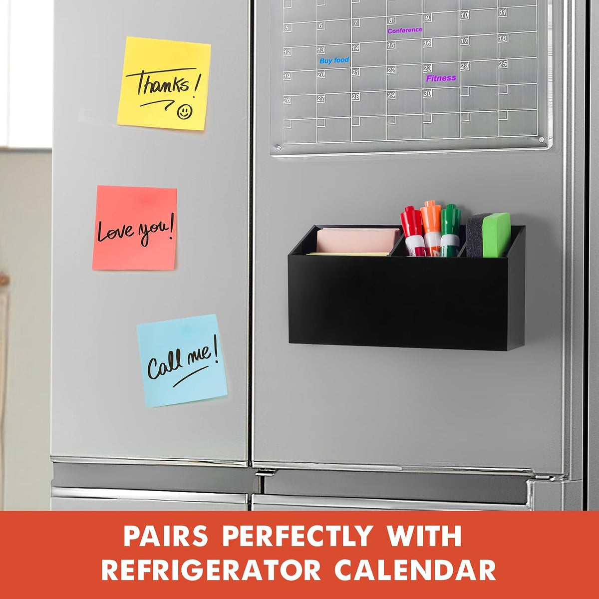 Magnetic Dry Erase Marker Holder for Whiteboard, Fridge, Classroom