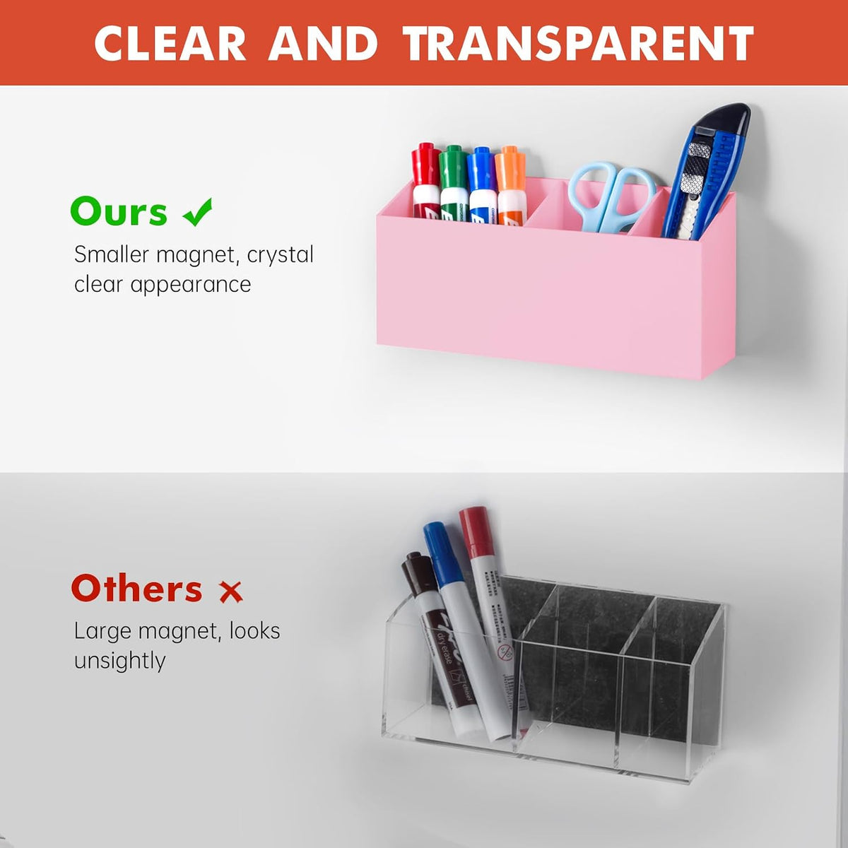 Magnetic Dry Erase Marker Holder for Whiteboard, Fridge, Classroom