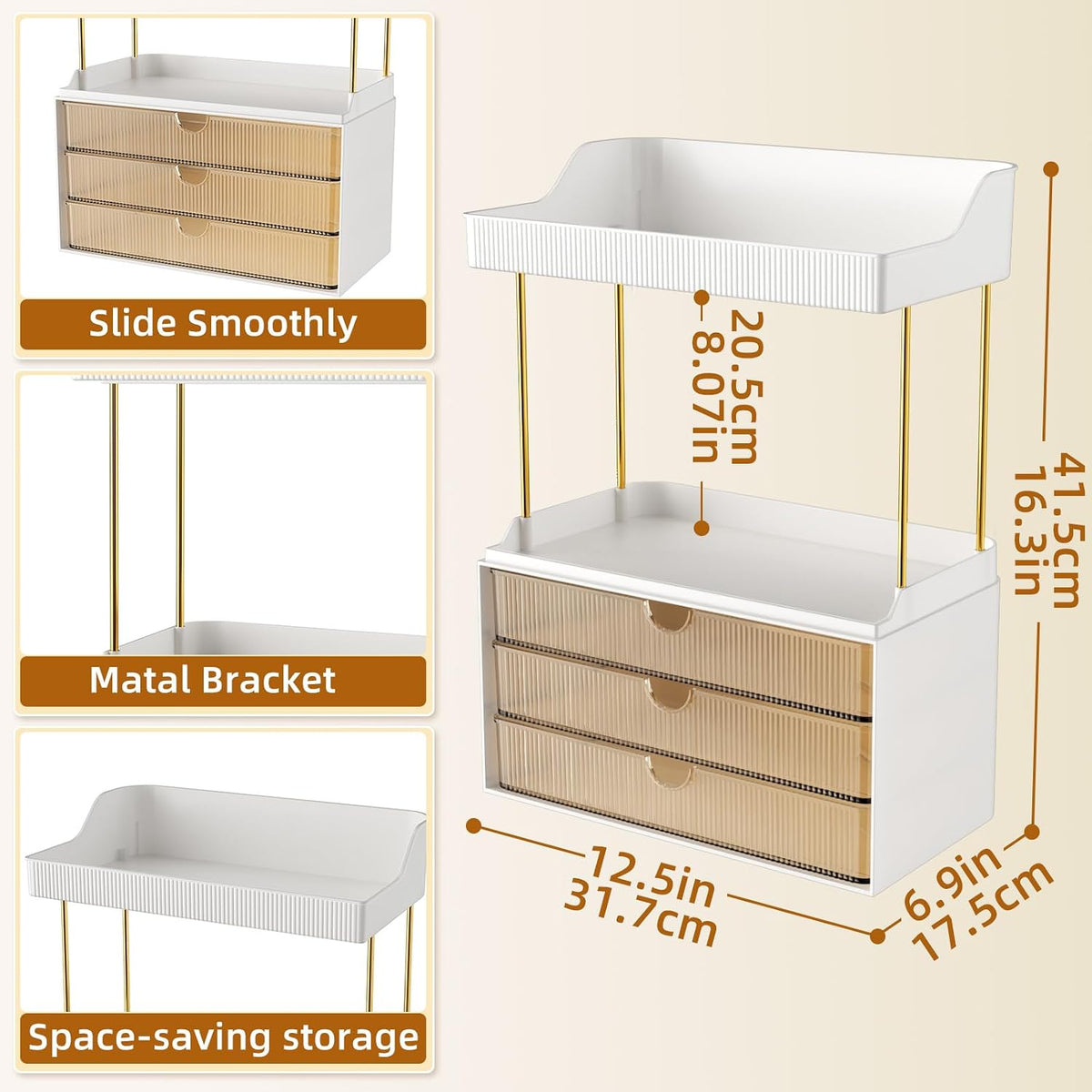 Arcylic 5-Tier Makeup & Skincare Organizer for Vanity, Bath