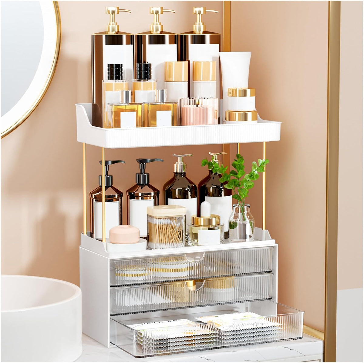 Arcylic 5-Tier Makeup & Skincare Organizer for Vanity, Bath