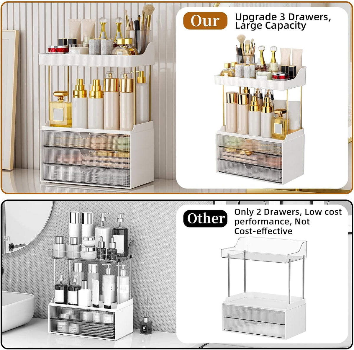 Arcylic 5-Tier Makeup & Skincare Organizer for Vanity, Bath