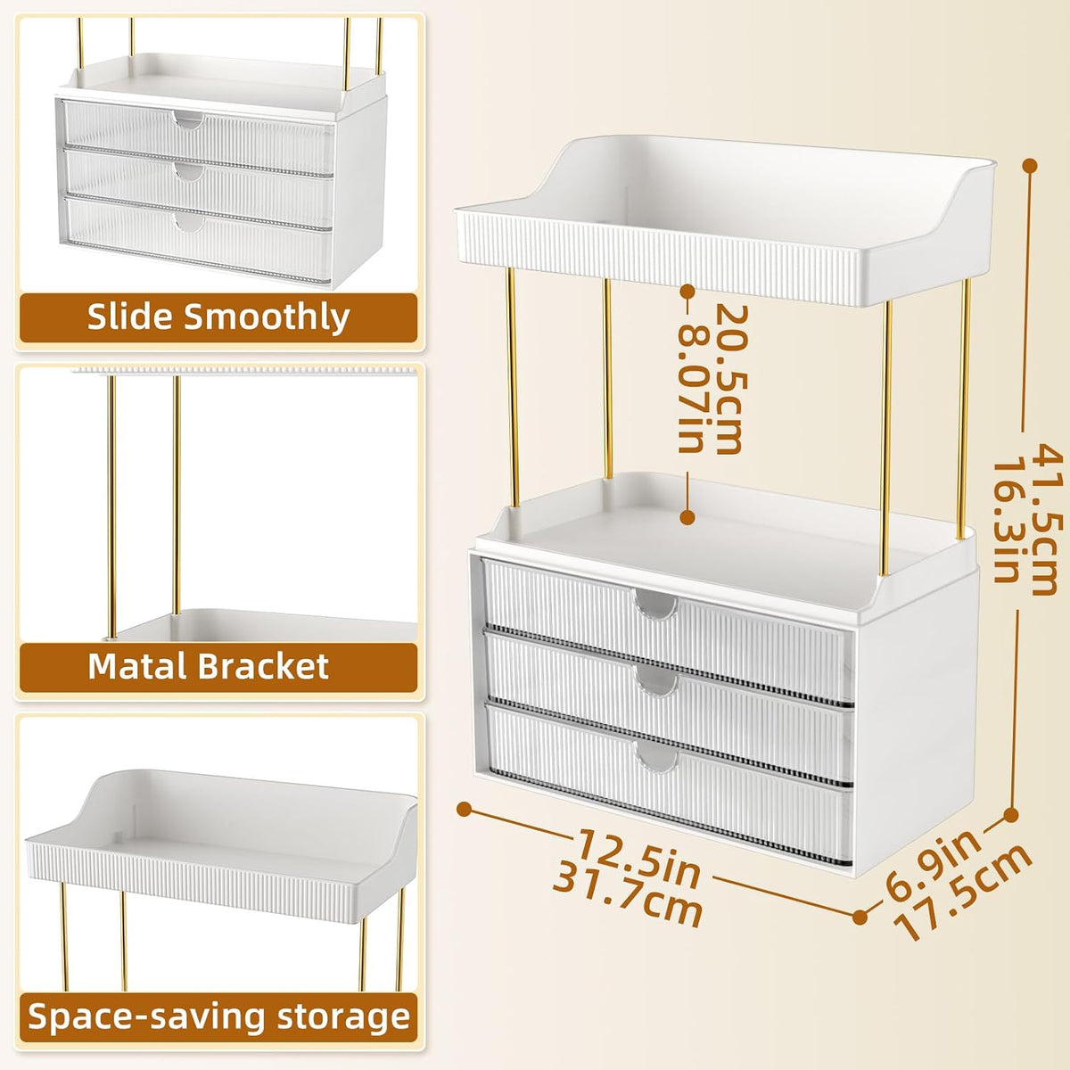 Arcylic 5-Tier Makeup & Skincare Organizer for Vanity, Bath