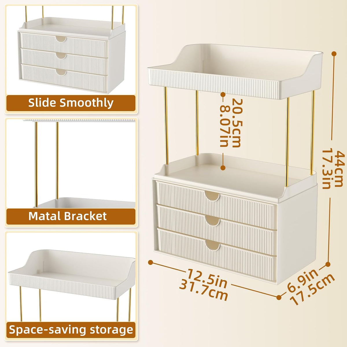 Arcylic 5-Tier Makeup & Skincare Organizer for Vanity, Bath