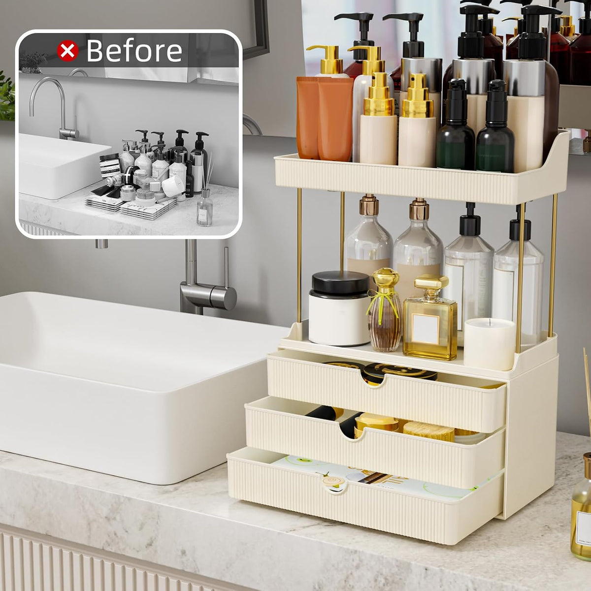 Arcylic 5-Tier Makeup & Skincare Organizer for Vanity, Bath