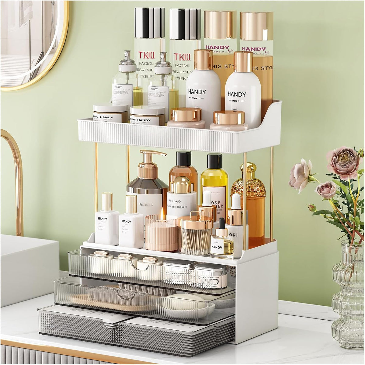 Arcylic 5-Tier Makeup & Skincare Organizer for Vanity, Bath