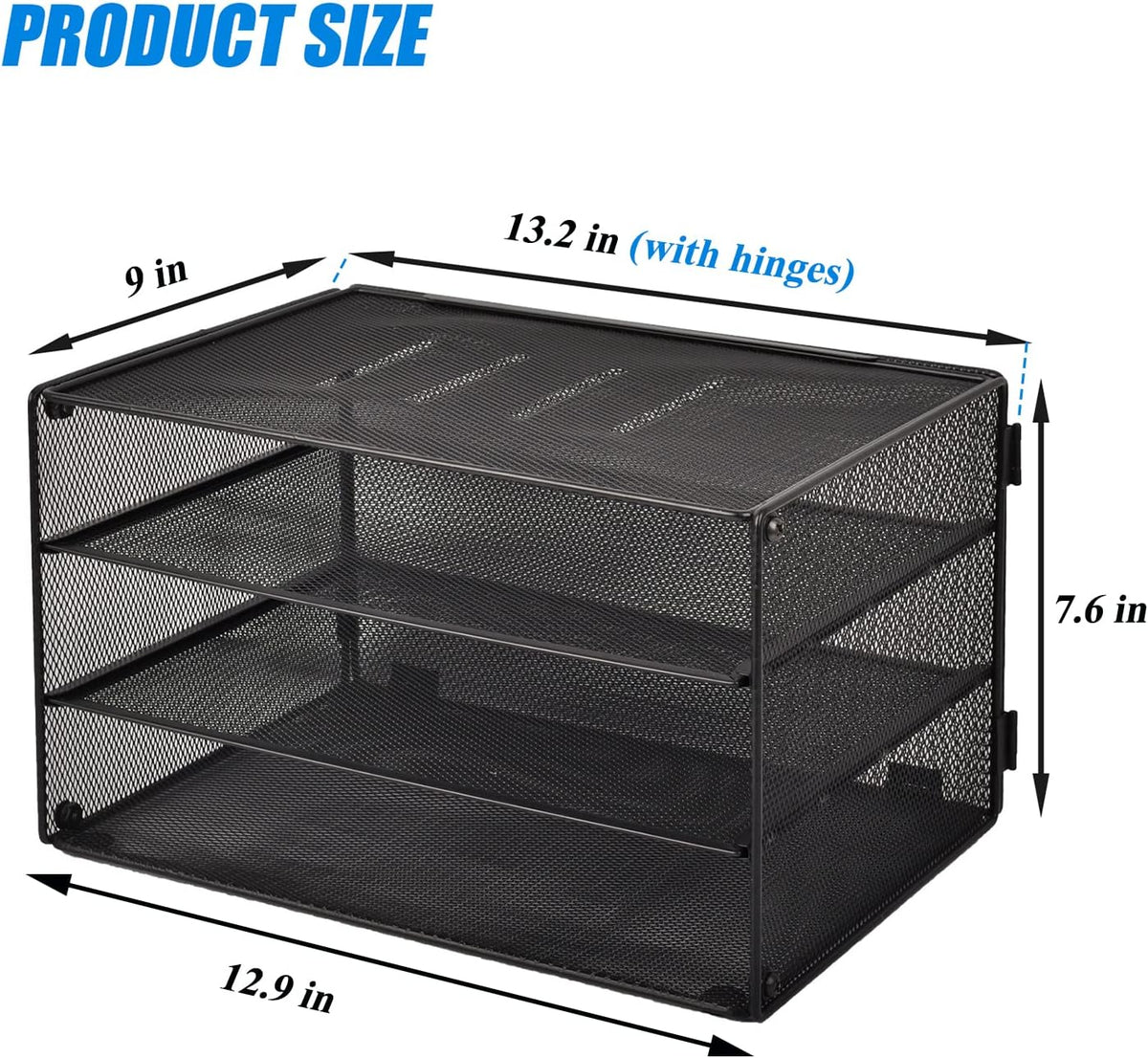 3 Tier Mesh Desk Organizer Tray, File Paper Letter Folder Holder Desktop Paper Sorter Mail Organization Rack Storage Accessories, for Office Home School Classroom, Black