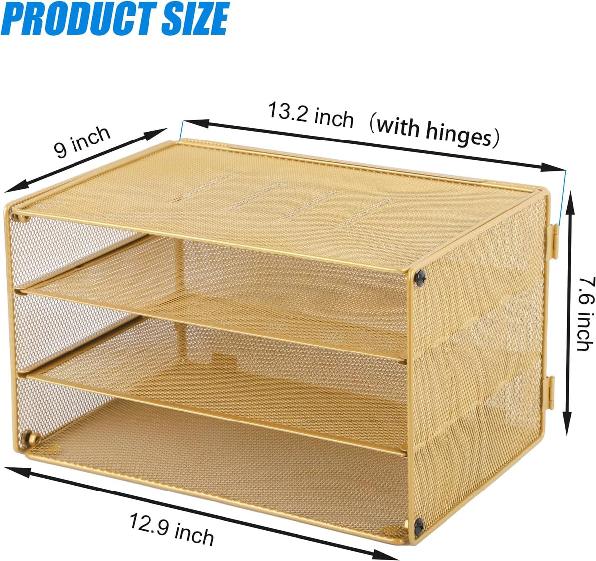 3 Tier Mesh Desk Organizer Tray, File Paper Letter Folder Holder Desktop Paper Sorter Mail Organization Rack Storage Accessories, for Office Home School Classroom, Black