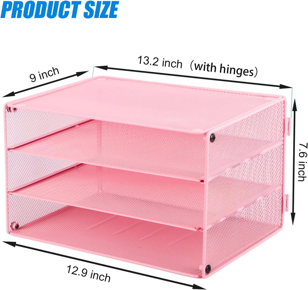 3 Tier Mesh Desk Organizer Tray, File Paper Letter Folder Holder Desktop Paper Sorter Mail Organization Rack Storage Accessories, for Office Home School Classroom, Black