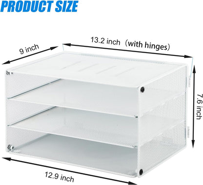 3 Tier Mesh Desk Organizer Tray, File Paper Letter Folder Holder Desktop Paper Sorter Mail Organization Rack Storage Accessories, for Office Home School Classroom, Black