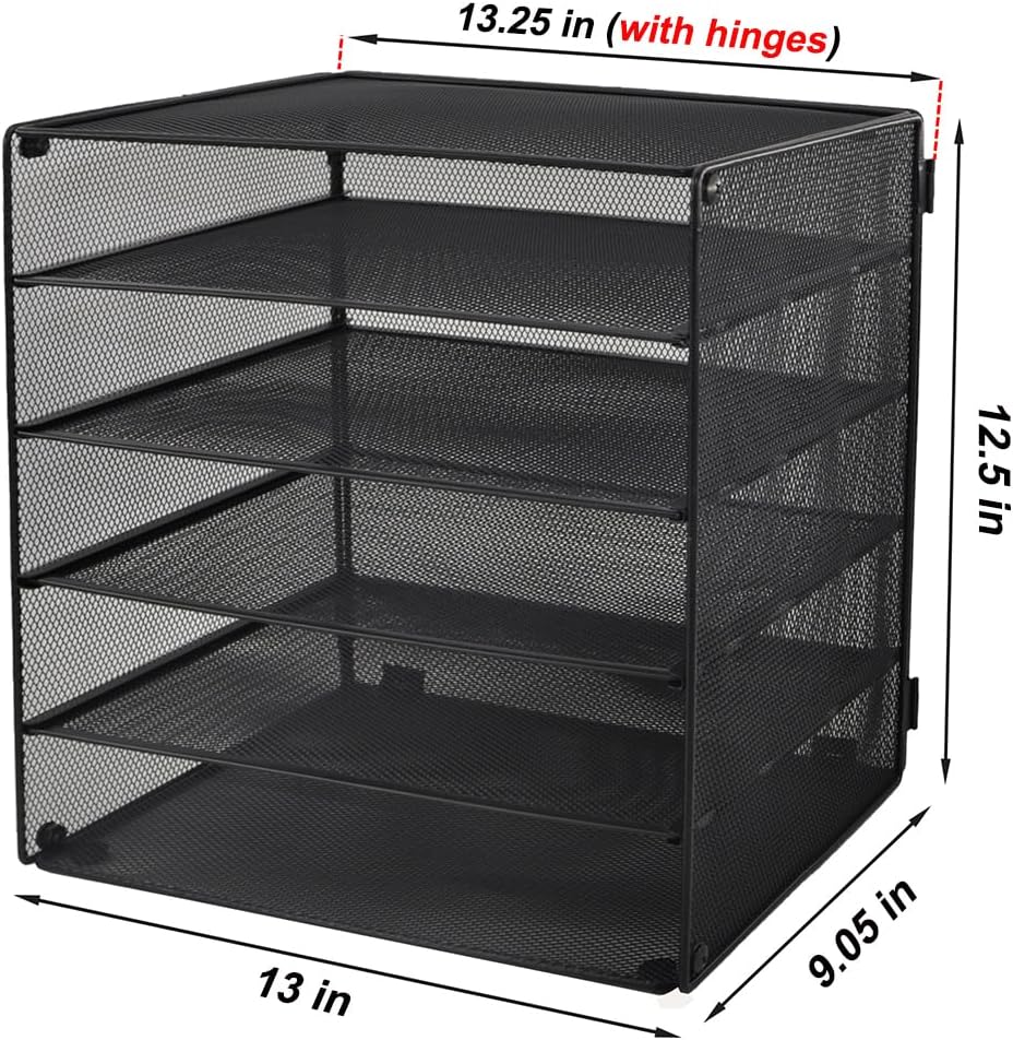 3 Tier Mesh Desk Organizer Tray, File Paper Letter Folder Holder Desktop Paper Sorter Mail Organization Rack Storage Accessories, for Office Home School Classroom, Black