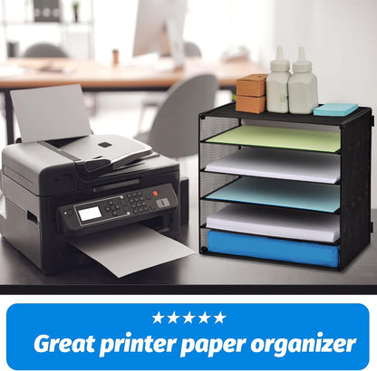 3 Tier Mesh Desk Organizer Tray, File Paper Letter Folder Holder Desktop Paper Sorter Mail Organization Rack Storage Accessories, for Office Home School Classroom, Black