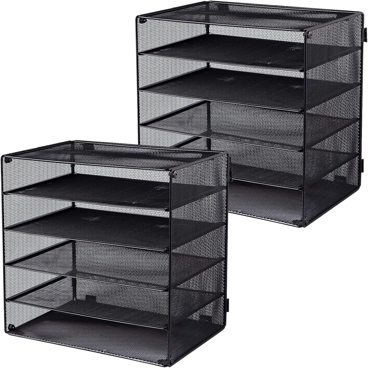 3 Tier Mesh Desk Organizer Tray, File Paper Letter Folder Holder Desktop Paper Sorter Mail Organization Rack Storage Accessories, for Office Home School Classroom, Black