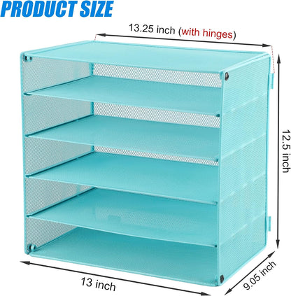 3 Tier Mesh Desk Organizer Tray, File Paper Letter Folder Holder Desktop Paper Sorter Mail Organization Rack Storage Accessories, for Office Home School Classroom, Black