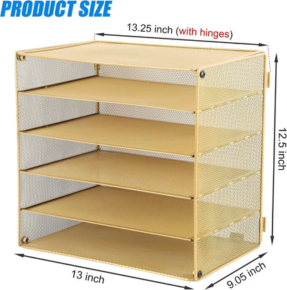 3 Tier Mesh Desk Organizer Tray, File Paper Letter Folder Holder Desktop Paper Sorter Mail Organization Rack Storage Accessories, for Office Home School Classroom, Black