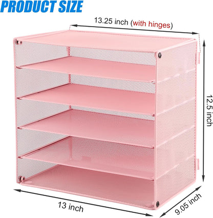 3 Tier Mesh Desk Organizer Tray, File Paper Letter Folder Holder Desktop Paper Sorter Mail Organization Rack Storage Accessories, for Office Home School Classroom, Black