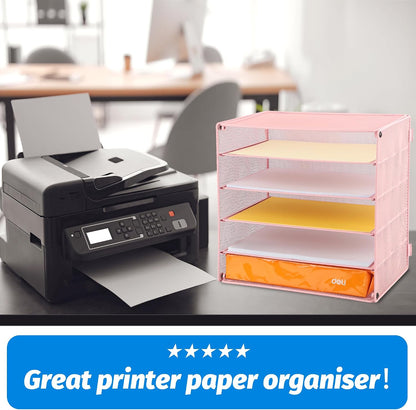 3 Tier Mesh Desk Organizer Tray, File Paper Letter Folder Holder Desktop Paper Sorter Mail Organization Rack Storage Accessories, for Office Home School Classroom, Black