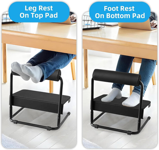 Adjustable Foot Rest Under Desk Footrest Leg Rest 6 Height Positions for Desk, Office Gaming Chairs Ergonomic with Relief Platform for Standing Desks,15.7" L × 12.9" D × 16.5" H