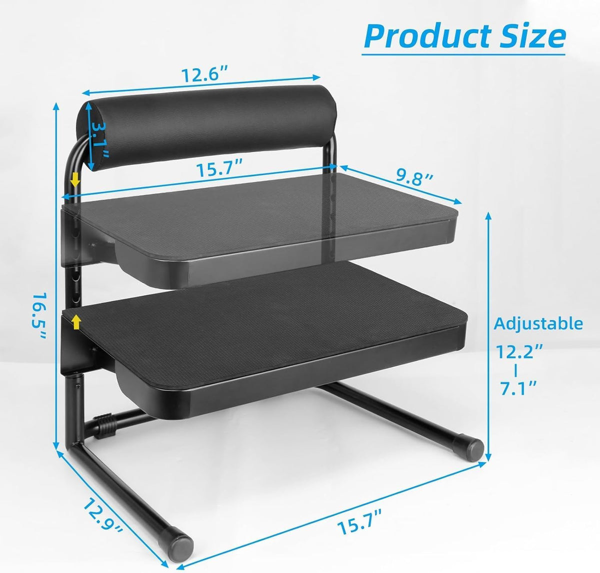 Adjustable Foot Rest Under Desk Footrest Leg Rest 6 Height Positions for Desk, Office Gaming Chairs Ergonomic with Relief Platform for Standing Desks,15.7" L × 12.9" D × 16.5" H