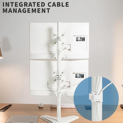 Dual Monitor Desk Stand Free-Standing LCD Mount, Holds in Stacked Vertical Position 2 Ultrawide Screens up to 34 inches, Black, STAND-V002L