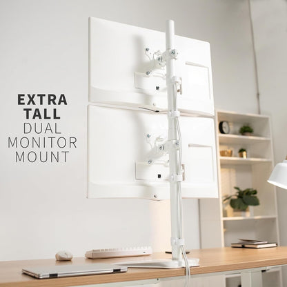 Dual Monitor Desk Stand Free-Standing LCD Mount, Holds in Stacked Vertical Position 2 Ultrawide Screens up to 34 inches, Black, STAND-V002L