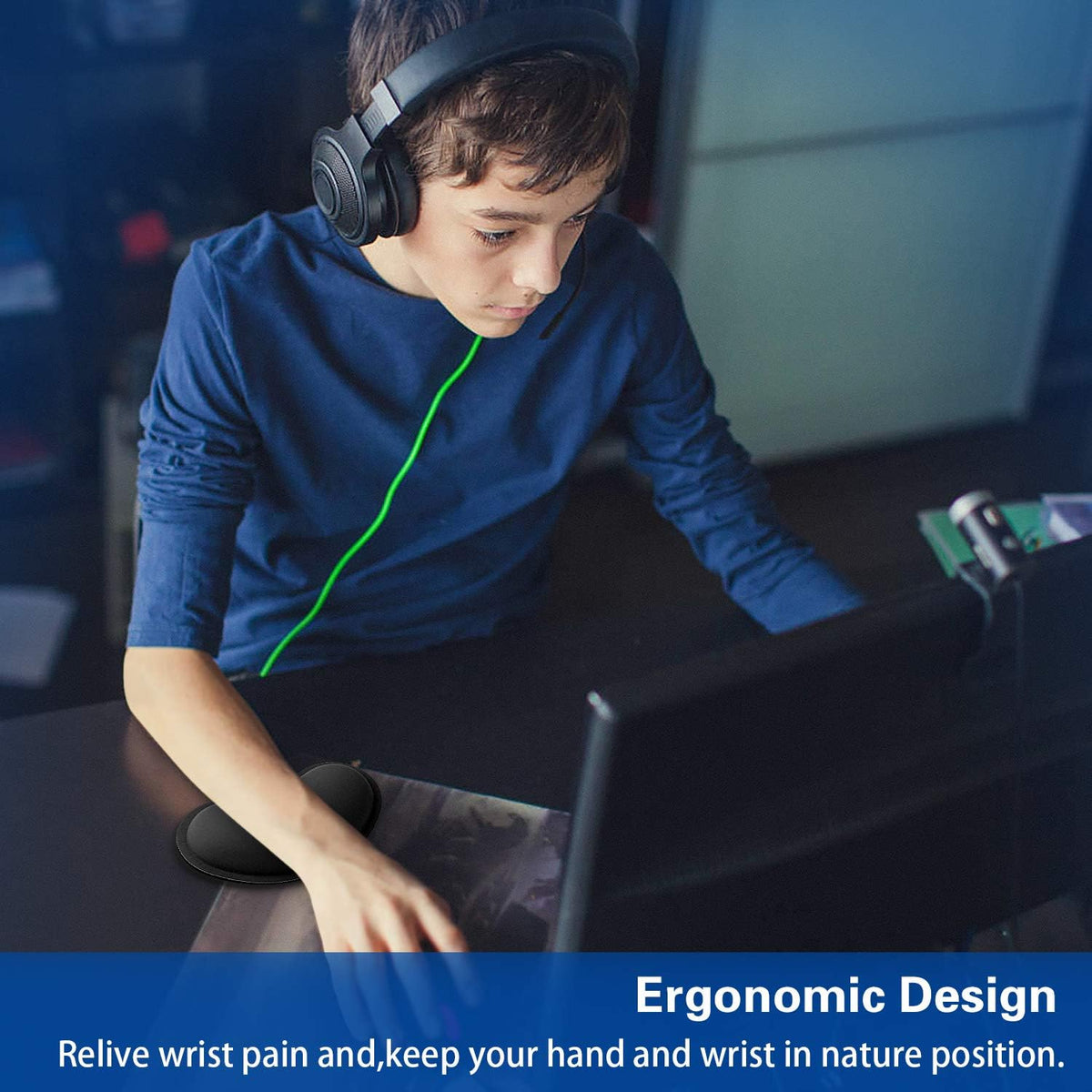 Mouse Wrist Rest, 2 Pack Wrist Rest for Mouse Memory Foam Wrist Pad