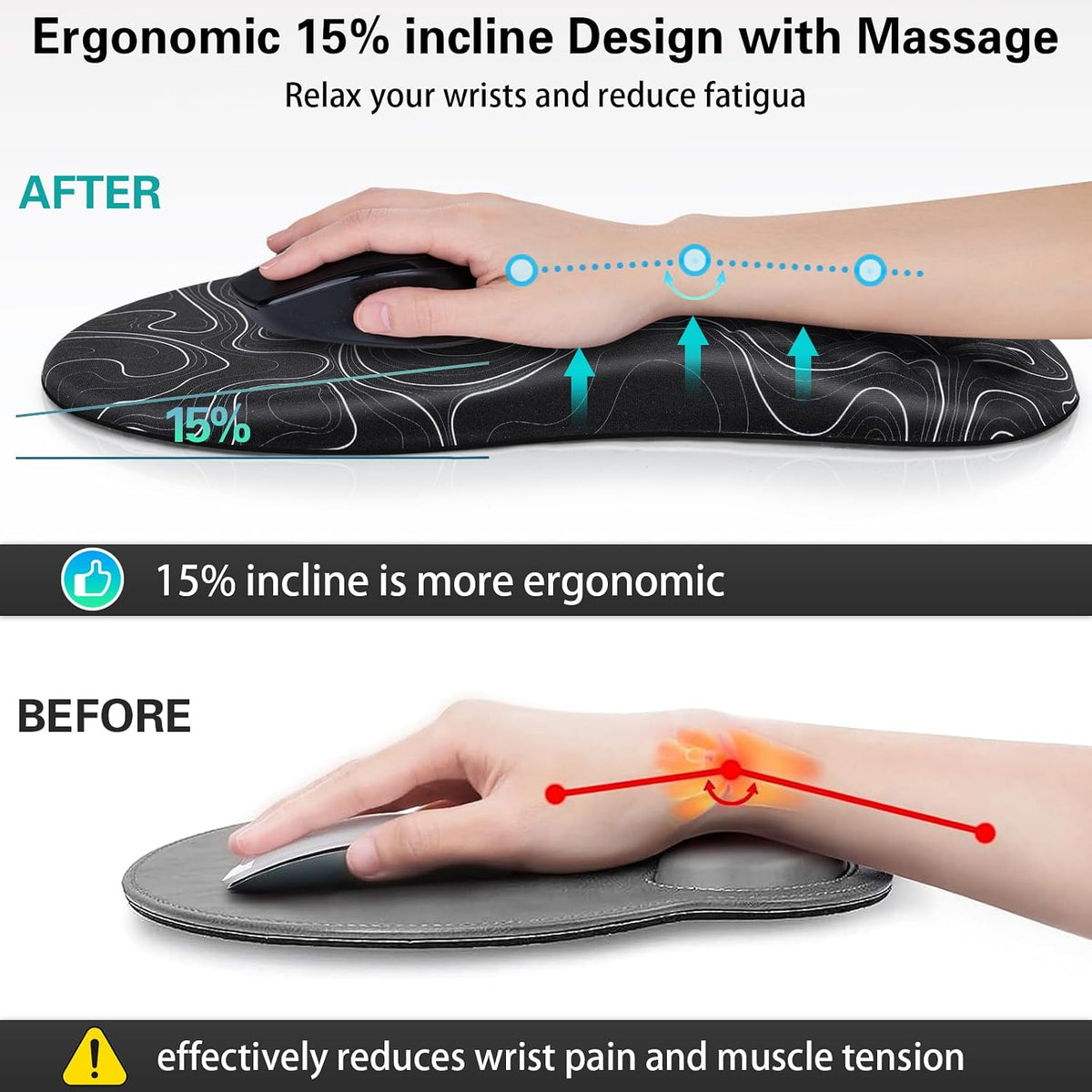 Mouse Wrist Rest, 2 Pack Wrist Rest for Mouse Memory Foam Wrist Pad