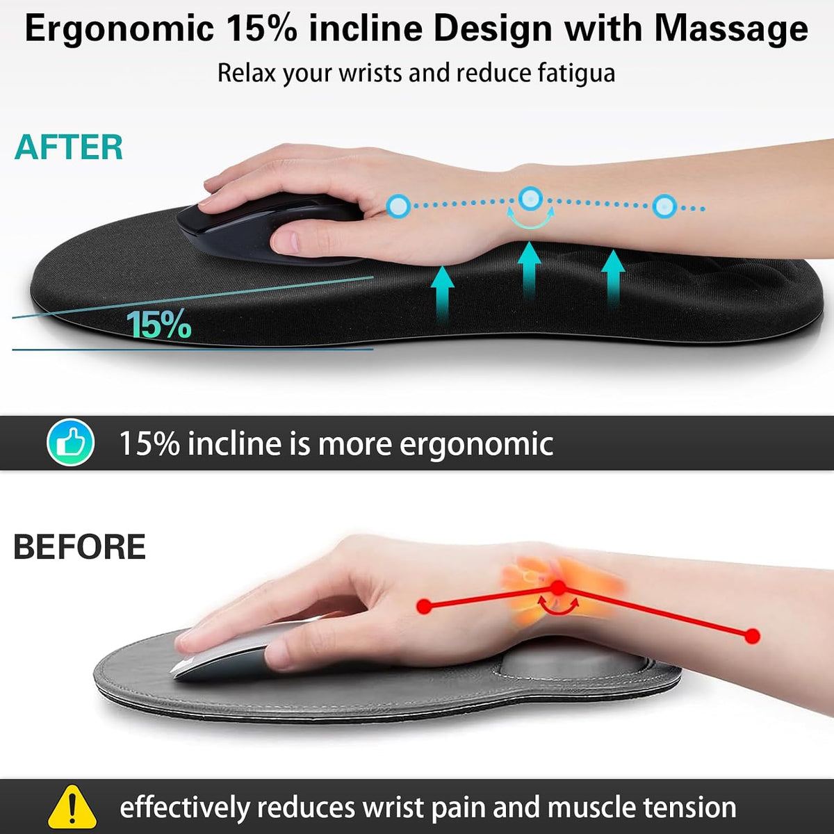 Mouse Wrist Rest, 2 Pack Wrist Rest for Mouse Memory Foam Wrist Pad