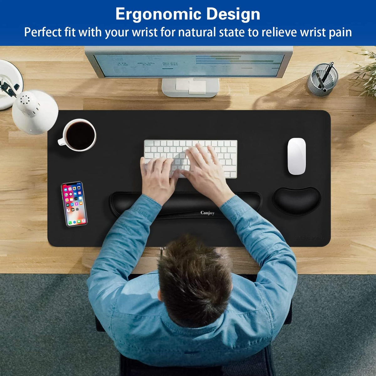 Mouse Wrist Rest, 2 Pack Wrist Rest for Mouse Memory Foam Wrist Pad