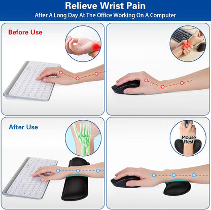 Mouse Wrist Rest, 2 Pack Wrist Rest for Mouse Memory Foam Wrist Pad
