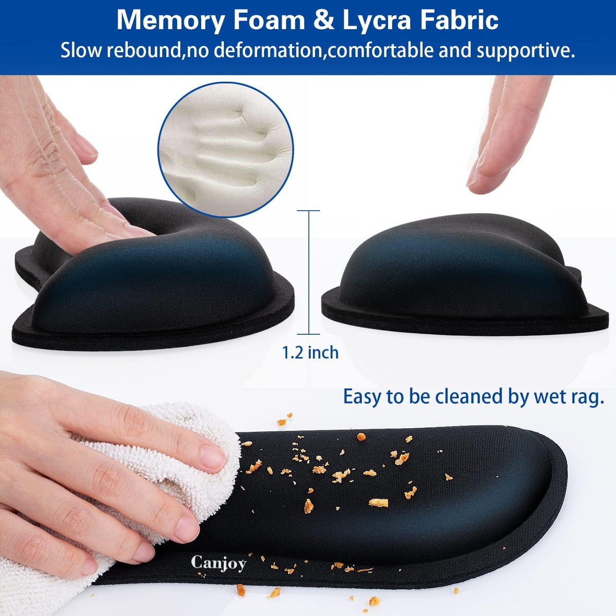 Mouse Wrist Rest, 2 Pack Wrist Rest for Mouse Memory Foam Wrist Pad