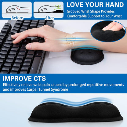 Mouse Wrist Rest, 2 Pack Wrist Rest for Mouse Memory Foam Wrist Pad