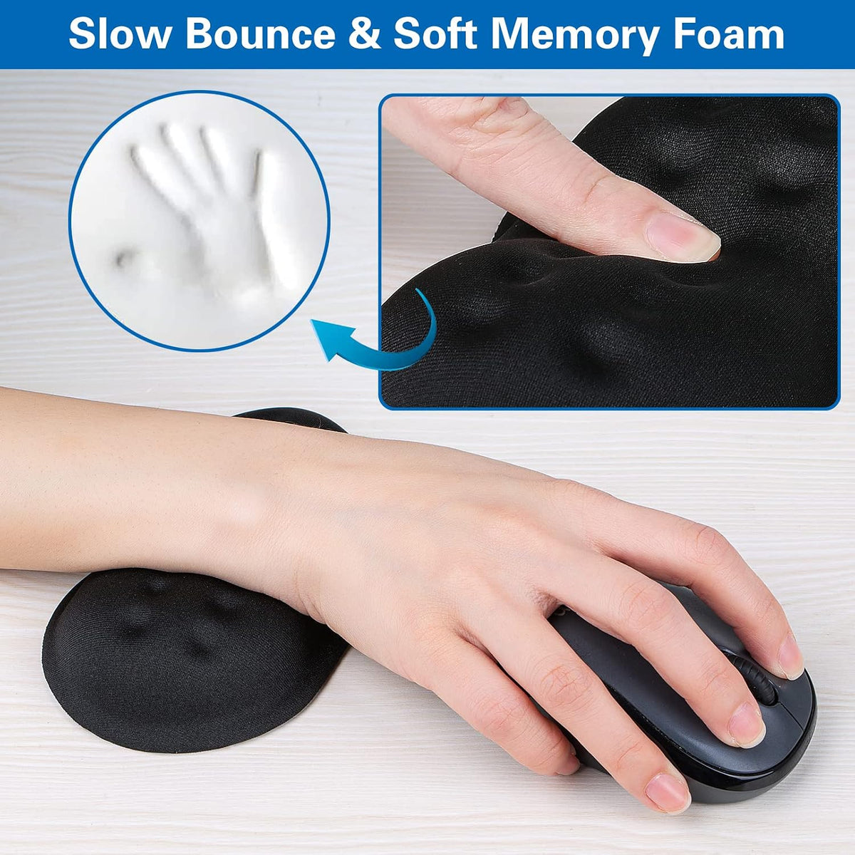 Mouse Wrist Rest, 2 Pack Wrist Rest for Mouse Memory Foam Wrist Pad